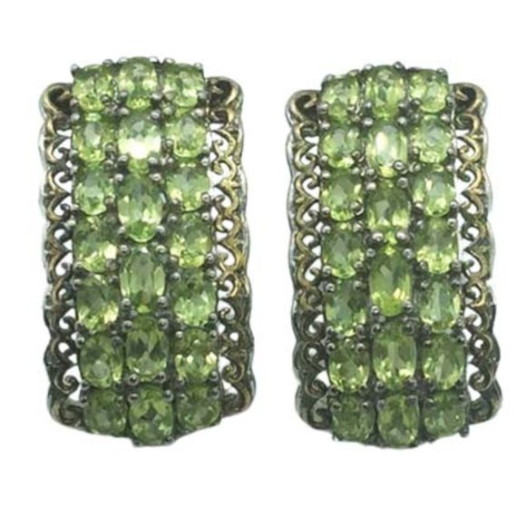 Peridot Earrings in Platinum Overlay S. S. - Picture 1 of 3